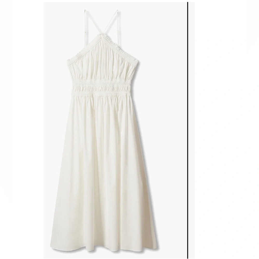 NWT SIZE 2 MANGO Ruffle Halter Dress in Summer White❣️ - Picture 3 of 7